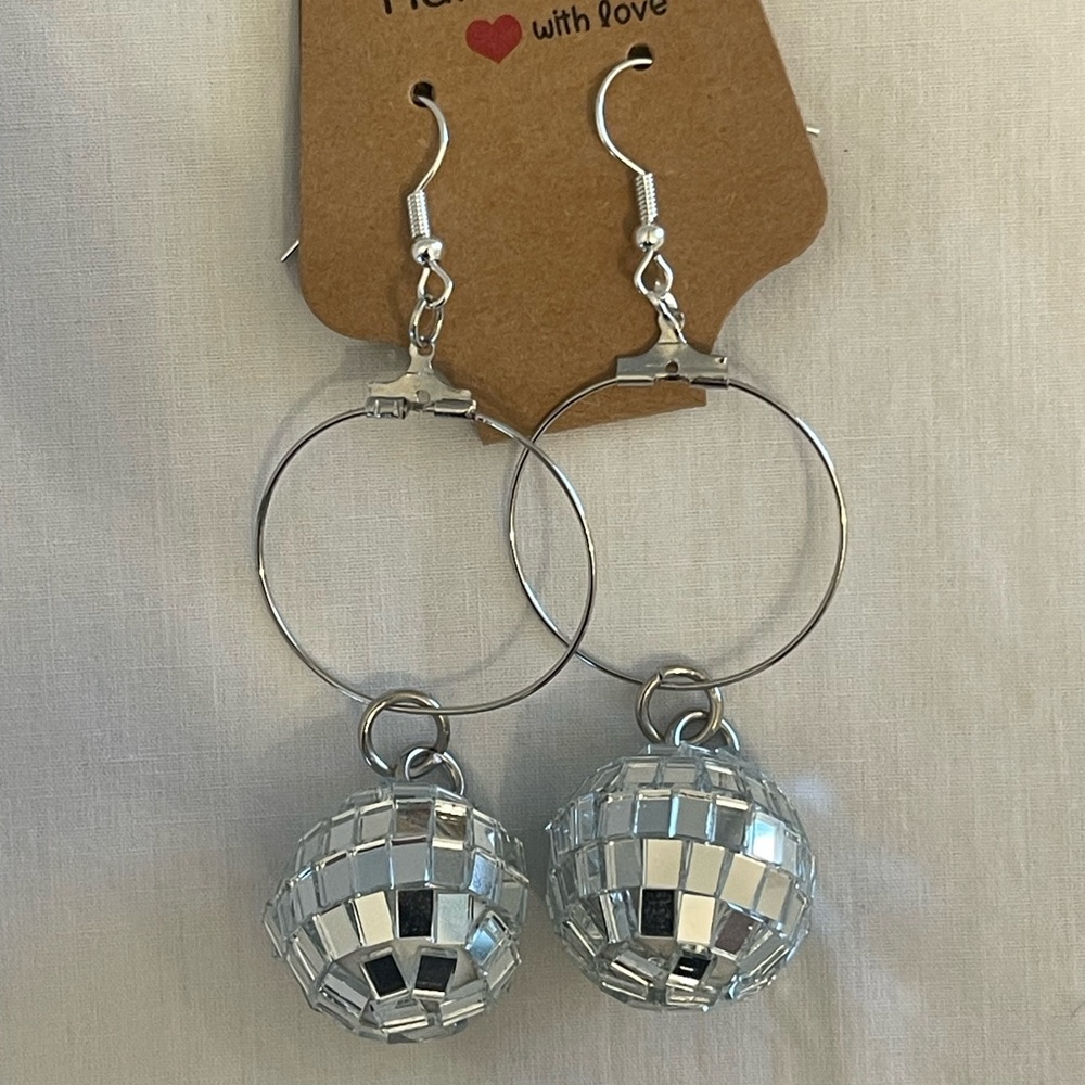 Handcrafted Silver Disco Ball Earrings